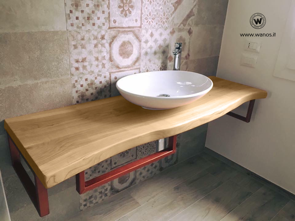 Piano Lavabo in legno massello scortecciato – Wanos Wood & Design
