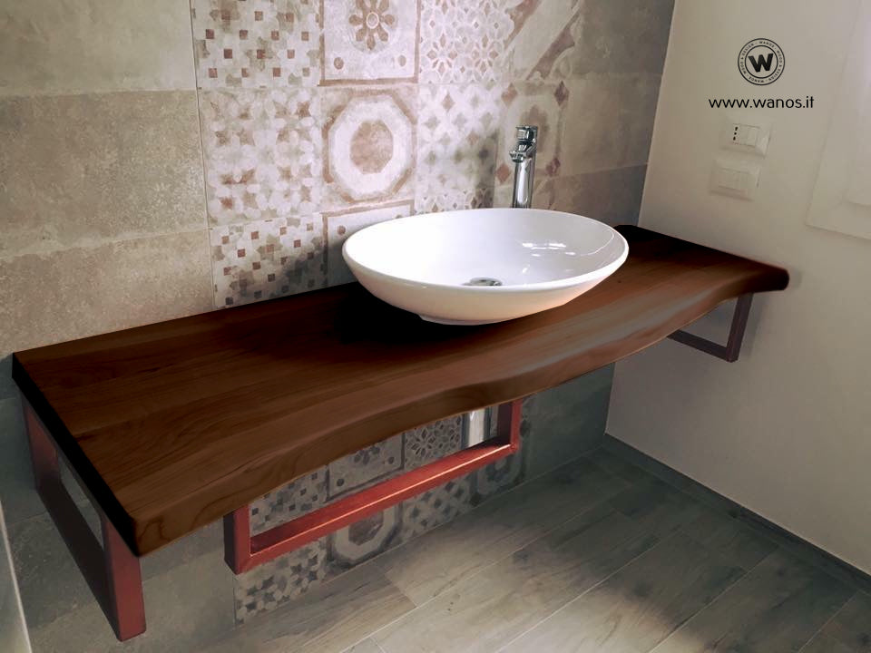 Mensola piano lavabo in legno massello di Noce