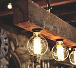 Solid wood chandelier with four light points