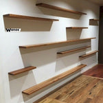 Retractable shelves in solid wood "chestnut essence" design