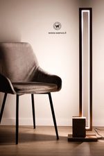 Design floor lamp made of solid chestnut wood with integrated LED