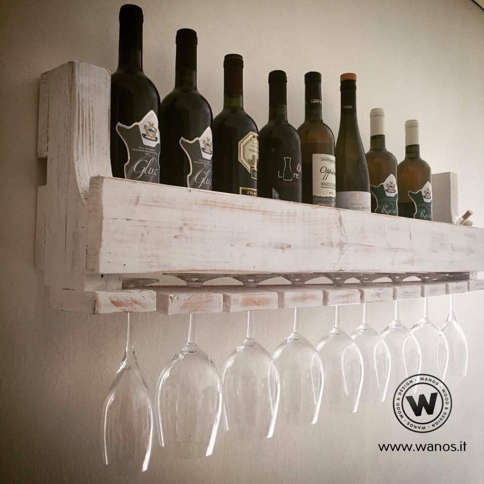Portabottiglie da parete in legno massello Hanging Wine