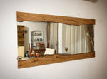 Design standing mirror with natural solid chestnut wood frame