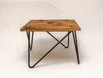 Coffee table in solid wood and modern style wrought iron